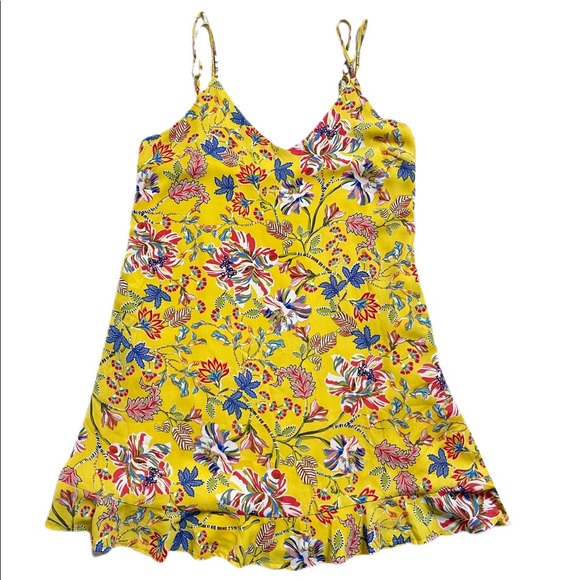 l*space Dresses & Skirts - L*Space Yellow Floral Tropical Print Mini Dress S Beach Vacation Festival Party